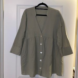 Zara Olive Green XL linen blouse